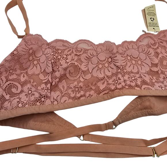 Free People We Are HAH Womans size XL Don't Cross Me Halter Bralette Pink NEW - Picture 2 of 8